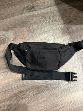 PINK Victoria's Secret Black Canvas Belt Bag with Front Zip Pocket